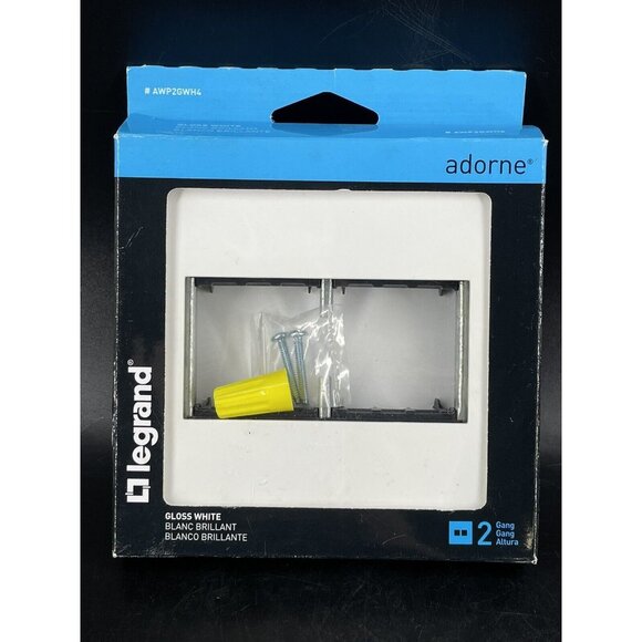 2-Gang Wall Plates with Multiple Finishes-Gloss White Finish Legrand AWP2GWH4 - Picture 1 of 5